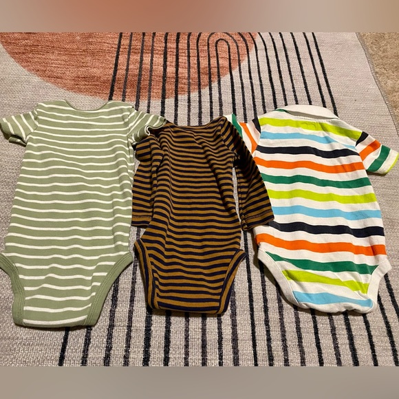 Various Striped Onesies. 9m-12m. - Picture 2 of 5